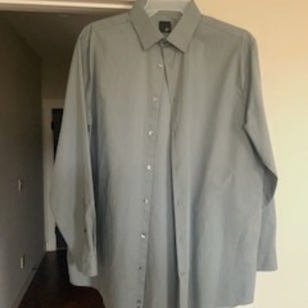 Grey Men's J Ferrar Button Up Dress Shirt XL 17-17.5 34-35 sleeve length